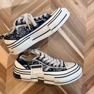 xVESSEL GOP Lows Paisley Black White Deconstructed Platform Sneakers W7 Harajuku